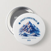 Badge Rond 7,6 Cm Premier Noël de George et Olivia (Devant & derrière)