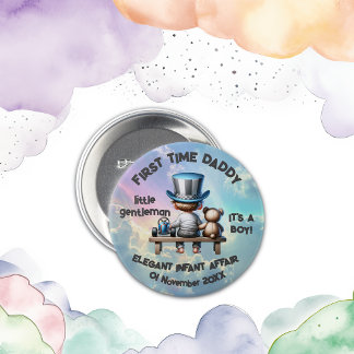 Badge Rond 7,6 Cm Première fois Papa - C'est un garçon |