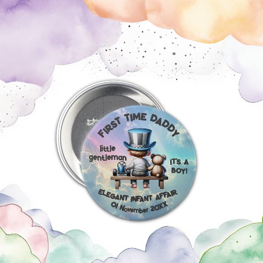 Badge Rond 7,6 Cm Première fois Papa - C'est un garçon |