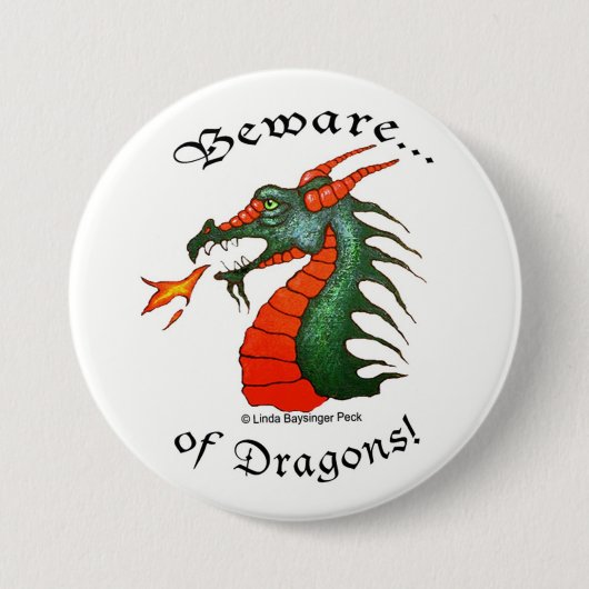 Badge Rond 7,6 Cm Prenez garde des dragons blancs (Devant)