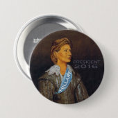 BADGE ROND 7,6 CM PRÉSIDENT 2016 DE HILLARY (Devant & derrière)