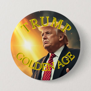 BADGE ROND 7,6 CM PRÉSIDENT DONALD TRUMP ÂGE D'OR