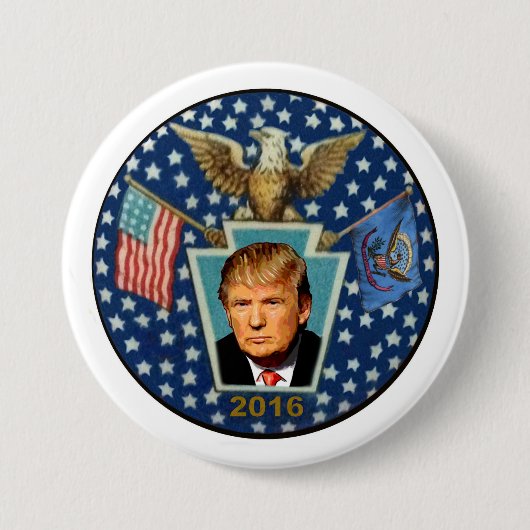 Badge Rond 7,6 Cm Président Trump 2016 (Devant)