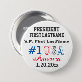 Badge Rond 7,6 Cm Président Vice-président Nom Inauguration (Devant & derrière)