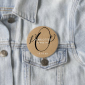 Badge Rond 7,6 Cm Prêt à pop Baby shower rustique Kraft Script chic (En situation)
