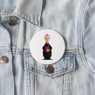 Badge Rond 7,6 Cm Prêtre tenant la Bible Personnage du clergé IFunny