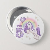 Badge Rond 7,6 Cm Pretty Pony, 5e anniversaire (Devant & derrière)