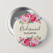 Badge Rond 7,6 Cm Pretty Rose rose et Peony (Devant & derrière)