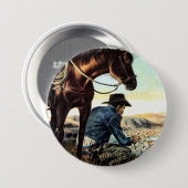 Badge Rond 7,6 Cm Prier Cowboy (Devant & derrière)