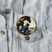 Badge Rond 7,6 Cm Prier Cowboy (En situation)