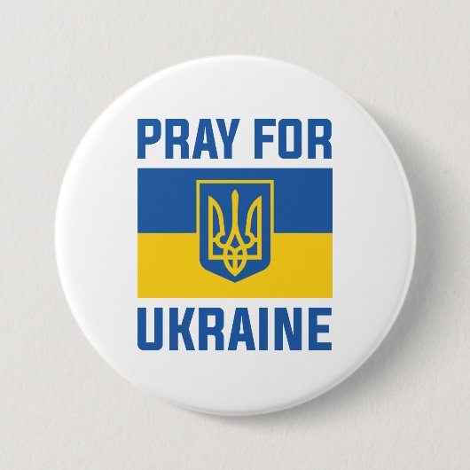Badge Rond 7,6 Cm Priez Pour L'Ukraine (Devant)