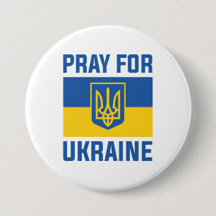 Badge Rond 7,6 Cm Priez Pour L'Ukraine