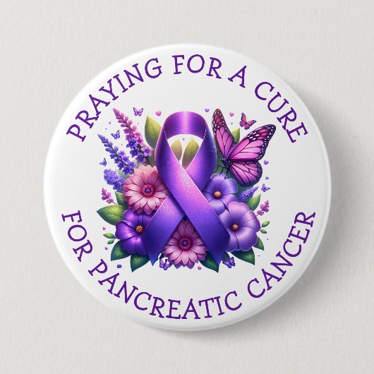 Badge Rond 7,6 Cm Priez pour un remède au cancer du pancréas (Devant)