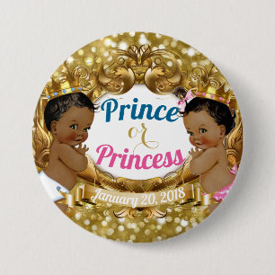 Badge Rond 7,6 Cm Prince ou princesse africain Gender Reveal Button