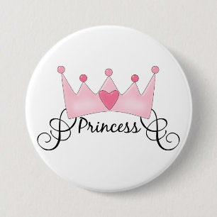 Badge Rond 7,6 Cm Princess With Crown - Personnalisable