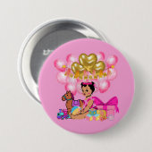 Badge Rond 7,6 Cm Princesse en rose (Devant & derrière)
