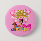 Badge Rond 7,6 Cm Princesse en rose (Devant)
