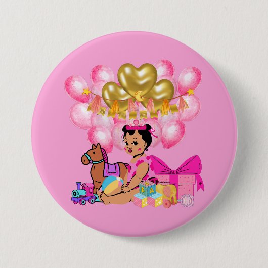 Badge Rond 7,6 Cm Princesse en rose (Devant)