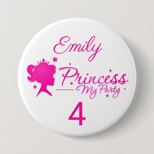 Badge Rond 7,6 Cm Princesse Mon Parti Personnaliser Nom Âge Annivers