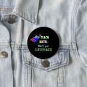 Badge Rond 7,6 Cm Professeur de mathématiques, Superhero (En situation)