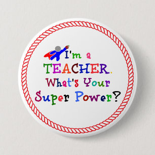 Badge Rond 7,6 Cm Professeur Superhero