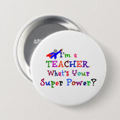 Badge Rond 7,6 Cm Professeur Superhero (Devant & derrière)