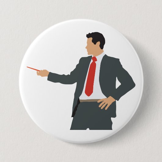 Badge Rond 7,6 Cm Professional Businessman in Suit with Pointer (Devant)