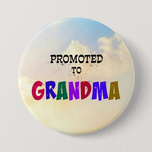 Badge Rond 7,6 Cm Promu à grand-mère, Pastel Clouds Design (Devant)