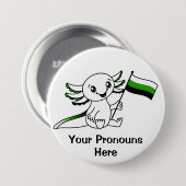 Badge Rond 7,6 Cm PRONONOUNS Cute Axolotl + Neutrois Pride Drapeau L (Devant & derrière)