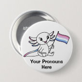 Badge Rond 7,6 Cm PRONONOUNS mignon Axolotl avec drapeau Bigender Pr (Devant & derrière)