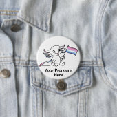 Badge Rond 7,6 Cm PRONONOUNS mignon Axolotl avec drapeau Bigender Pr (En situation)