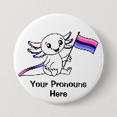 Badge Rond 7,6 Cm PRONONOUNS Symte Axolotl Omnisexual Pride drapeau  (Devant)
