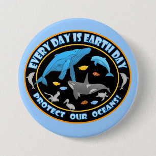 Badge Rond 7,6 Cm Protéger notre Jour des terres des océans