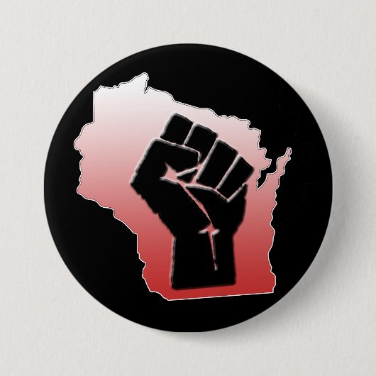 Badge Rond 7,6 Cm Protestation du Wisconsin - poing serré (Devant)