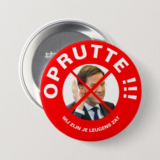 Badge Rond 7,6 Cm Protestton button Mark Rutte (Devant & derrière)