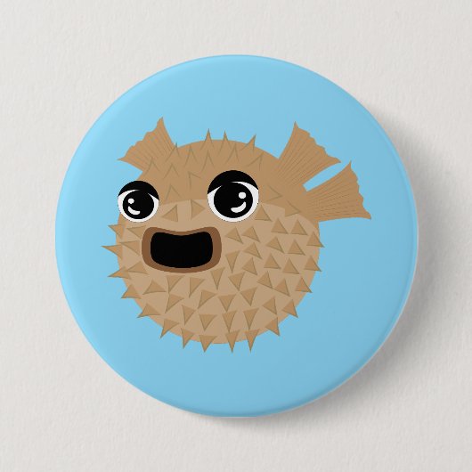 Badge Rond 7,6 Cm Puffer Fish (Devant)