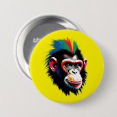 Badge Rond 7,6 Cm Punk Chimp (Devant & derrière)