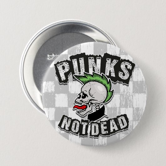 Badge Rond 7,6 Cm Punks pas mort Mohawk Punk Rock Rocker (Devant & derrière)