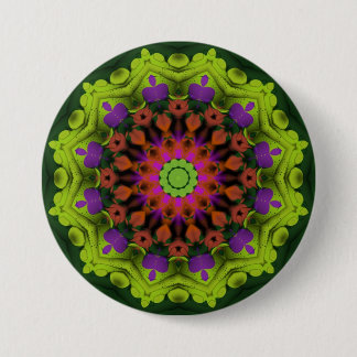 Badge Rond 7,6 Cm Purple Green : Art Mandala géométrique