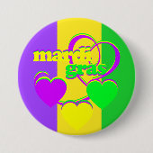 Badge Rond 7,6 Cm Purple Vert Jaune New Orleans Mardi Gras (Devant)
