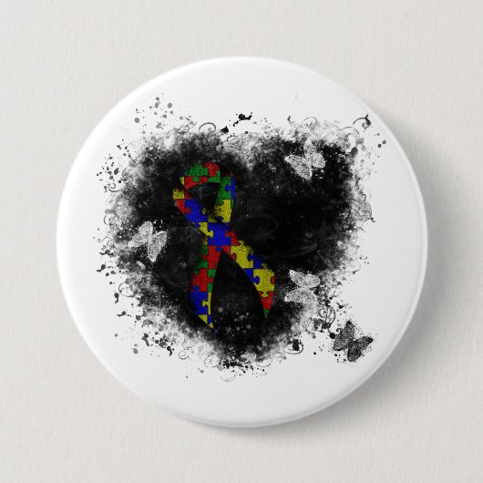 Badge Rond 7,6 Cm Puzzle Ruban Grunge Heart (Devant)