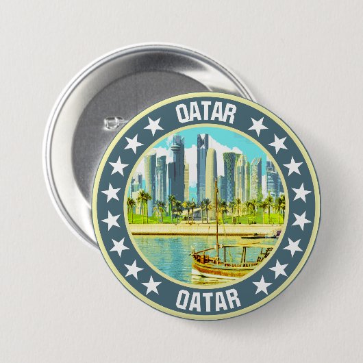 Badge Rond 7,6 Cm Qatar (Devant & derrière)