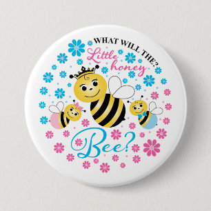 Badge Rond 7,6 Cm Que Révélera Le Sexe De Little Honey Bee