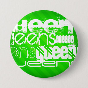 Badge Rond 7,6 Cm Queens ; Neon Green Stripes