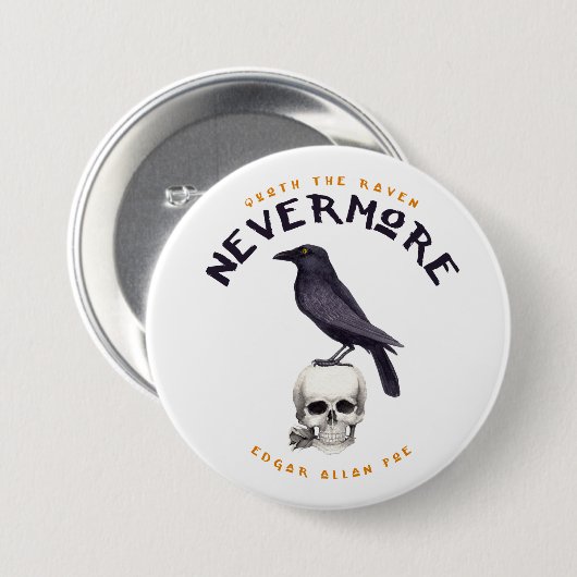 Badge Rond 7,6 Cm Quoth Raven plus jamais - Edgar Allan Poe (Devant & derrière)
