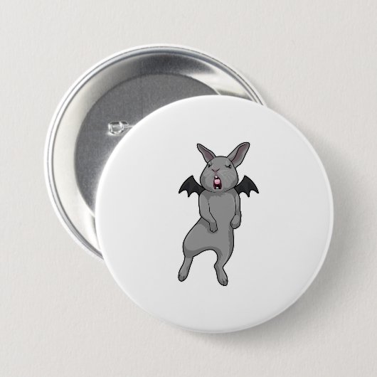 Badge Rond 7,6 Cm Rabbit avec aile chauve-souris (Devant & derrière)