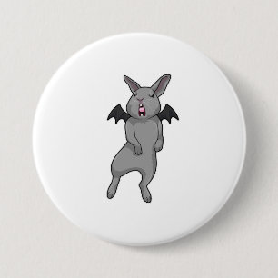 Badge Rond 7,6 Cm Rabbit avec aile chauve-souris