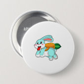 Badge Rond 7,6 Cm Rabbit avec carotte comme fusée (Devant & derrière)