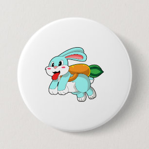 Badge Rond 7,6 Cm Rabbit avec carotte comme fusée