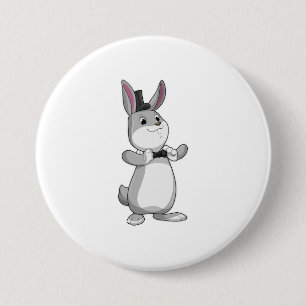 Badge Rond 7,6 Cm Rabbit avec chapeau et cravate de la ceinture